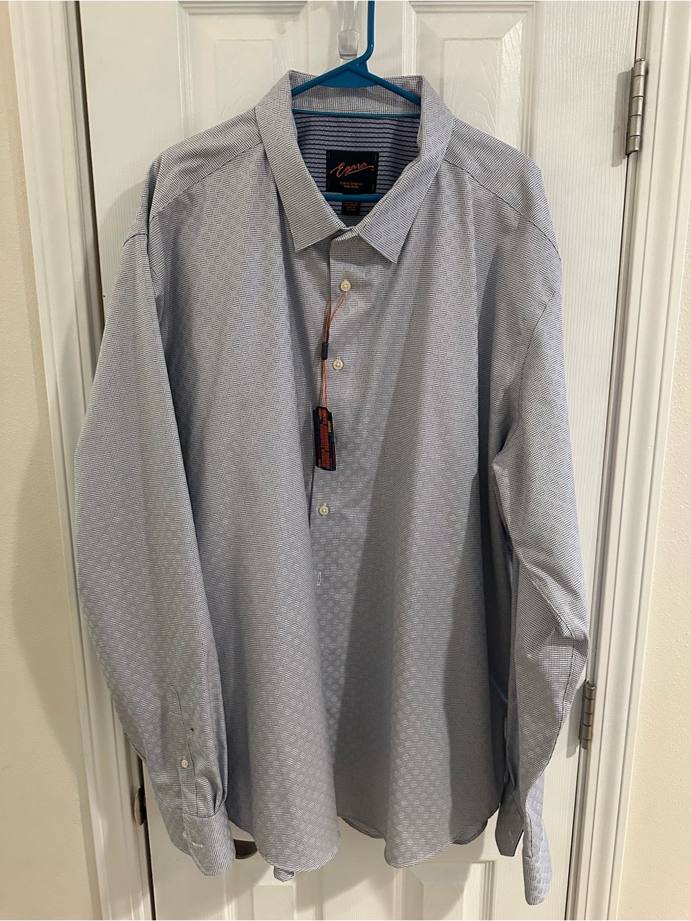 Egara Men’s Dress Shirt Gray with Black Pattern. 4XLT **SLIM FIT**